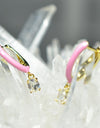 14K Gold Plated Blue Pink Yellow Enamel Dangling 925 Sterling Silver Hoop Cubic Zirconia Earrings