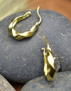 925 Sterling Silver Hoop Earrings 14K Gold Plated Tribal Twisted Matt Finished