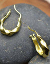 925 Sterling Silver Hoop Earrings 14K Gold Plated Tribal Twisted Matt Finished