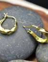 925 Sterling Silver Hoop Earrings 14K Gold Plated Tribal Twisted Matt Finished