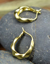 925 Sterling Silver Hoop Earrings 14K Gold Plated Tribal Twisted Matt Finished