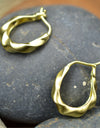 925 Sterling Silver Hoop Earrings 14K Gold Plated Tribal Twisted Matt Finished