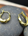 925 Sterling Silver Hoop Earrings 14K Gold Plated Tribal Twisted Matt Finished