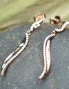 14K Rose Gold Plated Wavy 925 Sterling Silver Earrings with Cubic Zirconia