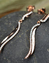 14K Rose Gold Plated Wavy 925 Sterling Silver Earrings with Cubic Zirconia