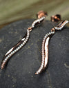 14K Rose Gold Plated Wavy 925 Sterling Silver Earrings with Cubic Zirconia