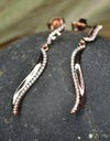 14K Rose Gold Plated Wavy 925 Sterling Silver Earrings with Cubic Zirconia