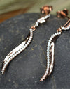 14K Rose Gold Plated Wavy 925 Sterling Silver Earrings with Cubic Zirconia