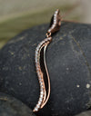 14K Rose Gold Plated Wavy 925 Sterling Silver Pendant Chain Necklace with Cubic Zirconia