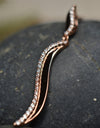 14K Rose Gold Plated Wavy 925 Sterling Silver Pendant Chain Necklace with Cubic Zirconia