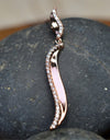 14K Rose Gold Plated Wavy 925 Sterling Silver Pendant Chain Necklace with Cubic Zirconia