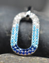 50cm Platinum Plated Blue Oval W/ CZ 925 Sterling Silver Pendant w/ Adjustable Chain Necklace by Mc9vn