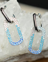 27mm Platinum Plated Baby Blue Oval Cute 925 Sterling Silver Earrings w/ Cubic Zirconia by Mc9vn