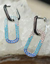 27mm Platinum Plated Baby Blue Oval Cute 925 Sterling Silver Earrings w/ Cubic Zirconia by Mc9vn