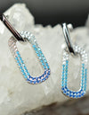 27mm Platinum Plated Baby Blue Oval Cute 925 Sterling Silver Earrings w/ Cubic Zirconia by Mc9vn