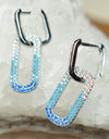 27mm Platinum Plated Baby Blue Oval Cute 925 Sterling Silver Earrings w/ Cubic Zirconia by Mc9vn