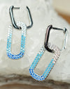 27mm Platinum Plated Baby Blue Oval Cute 925 Sterling Silver Earrings w/ Cubic Zirconia by Mc9vn