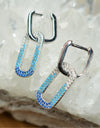 27mm Platinum Plated Baby Blue Oval Cute 925 Sterling Silver Earrings w/ Cubic Zirconia by Mc9vn