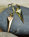 925 Sterling 14K Yellow Gold Plated Dangling Triangle Pyramid Silver Earrings  with Cubic Zirconia by Mc9vn | Gift for Her | Ship from US |