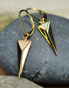 925 Sterling 14K Yellow Gold Plated Dangling Triangle Pyramid Silver Earrings  with Cubic Zirconia by Mc9vn | Gift for Her | Ship from US |