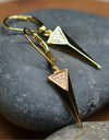 925 Sterling 14K Yellow Gold Plated Dangling Triangle Pyramid Silver Earrings  with Cubic Zirconia by Mc9vn | Gift for Her | Ship from US |