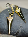 925 Sterling 14K Yellow Gold Plated Dangling Triangle Pyramid Silver Earrings  with Cubic Zirconia by Mc9vn | Gift for Her | Ship from US |