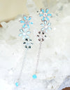 925 Sterling Silver Platinum Plated Snow Flake Flower Earrings with Baby Blue Nano Gem Cubic Zirconia by Mc9vn | Gift for Her | Ship from US