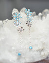 925 Sterling Silver Platinum Plated Snow Flake Flower Earrings with Baby Blue Nano Gem Cubic Zirconia by Mc9vn | Gift for Her | Ship from US