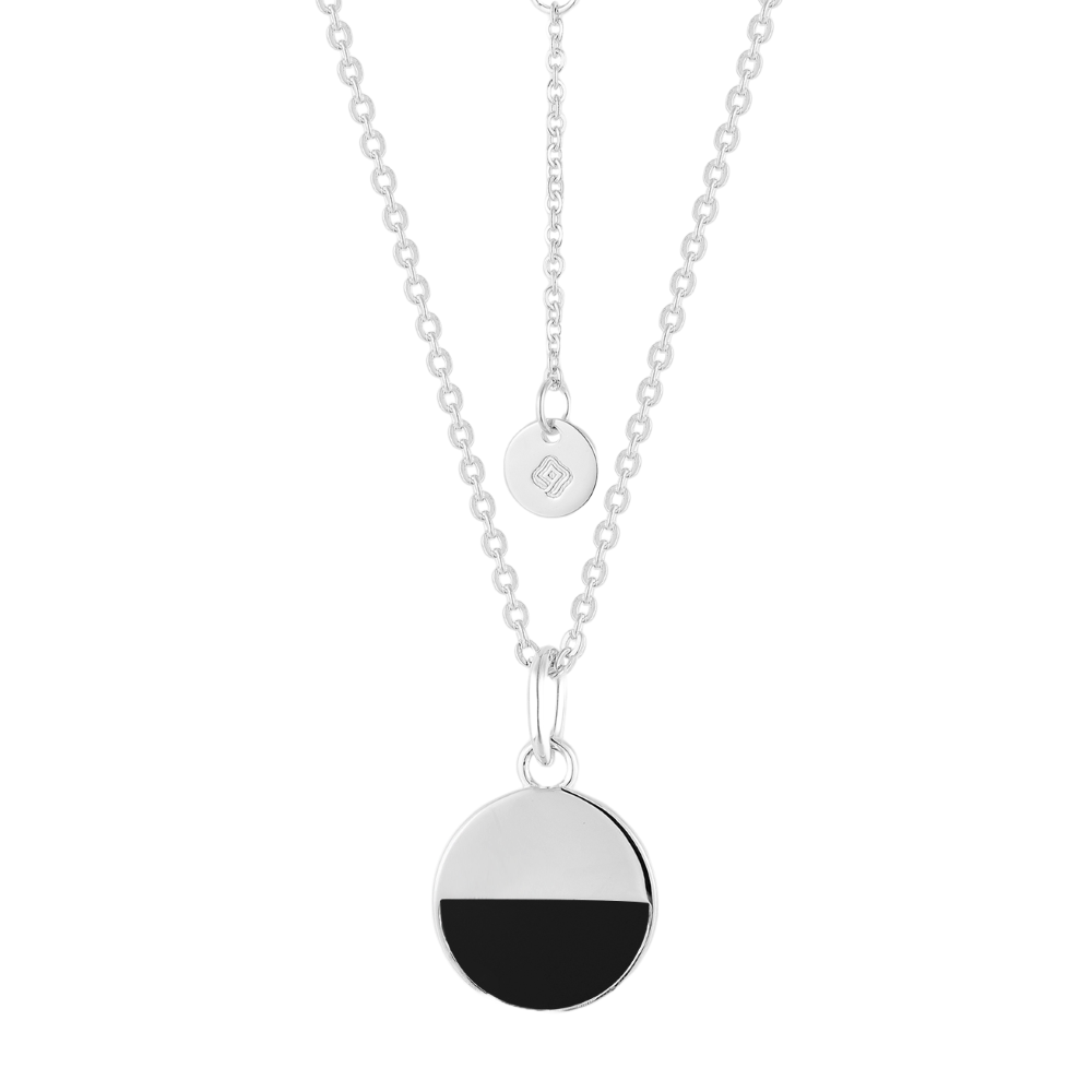 14K Gold or Platinum Plated Round Enamel Medallion 925 Sterling Silver Pendant with Necklace