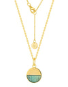 14K Gold or Platinum Plated Round Enamel Medallion 925 Sterling Silver Pendant with Necklace