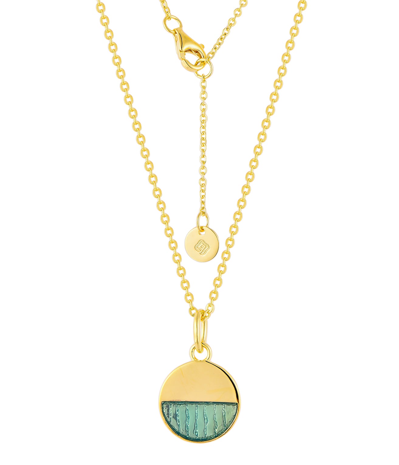 14K Gold or Platinum Plated Round Enamel Medallion 925 Sterling Silver Pendant with Necklace