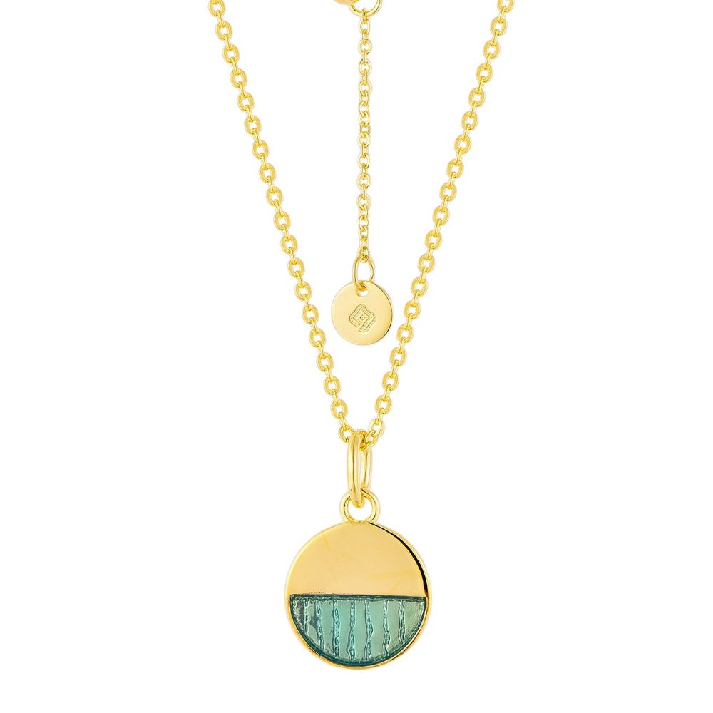 14K Gold or Platinum Plated Round Enamel Medallion 925 Sterling Silver Pendant with Necklace