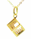 14K Yellow Gold Plated 925 Sterling Silver Open Cube Pendant Adjustable Chain Necklace w/ Pink Cubic Zirconia by Mc9vn | Gift for Her |