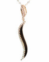 14K Rose Gold Plated Wavy 925 Sterling Silver Pendant Chain Necklace with Cubic Zirconia