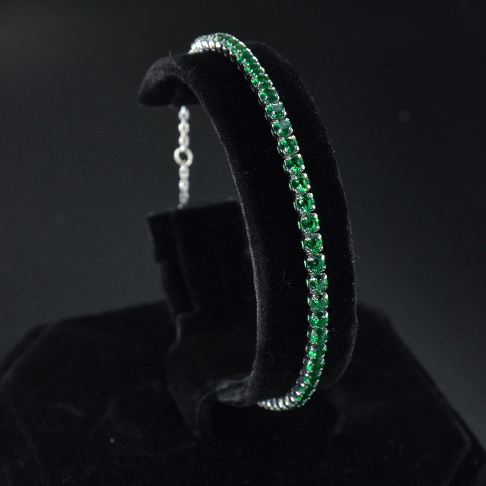 925 Sterling Silver Platinum Plated Tennis Bracelet with Color Cubic Zirconia