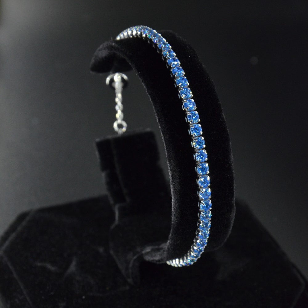 925 Sterling Silver Platinum Plated Tennis Bracelet with Color Cubic Zirconia